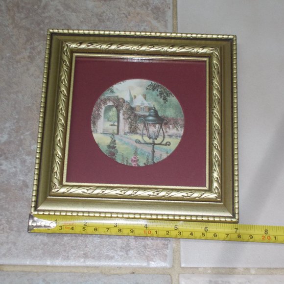 EUC, "Courtyard" print matted & framed in ornate wood frame - Picture 1 of 3